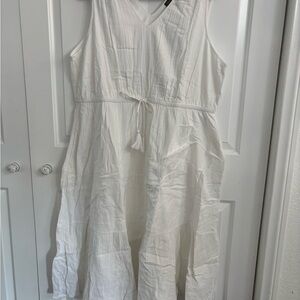 White Sleeveless Gauze Long Dress Style & Company 3X NWT
